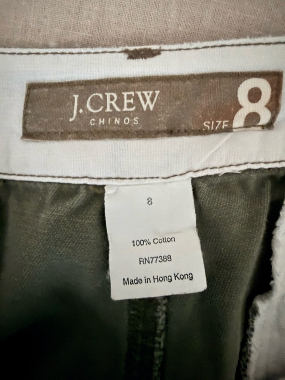 J.Crew Olive Green Wide-Leg Chino Pants | Utility Pocket Detail | 100% Cotton - Picture 4 of 15